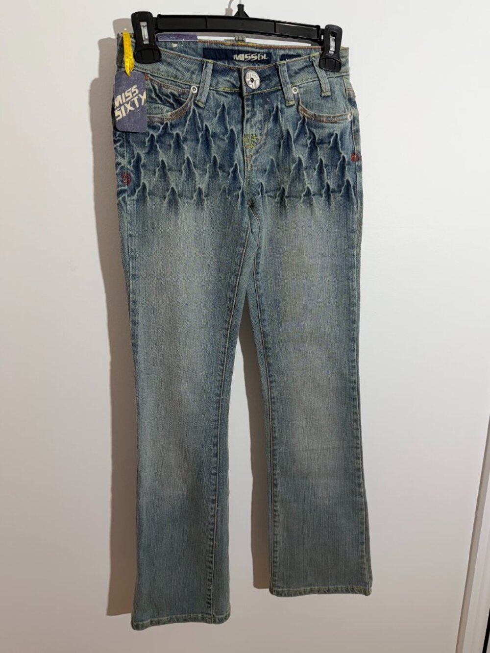 Rare Vintage Miss Sixty Akabis Smocked Denim Jeans NWT